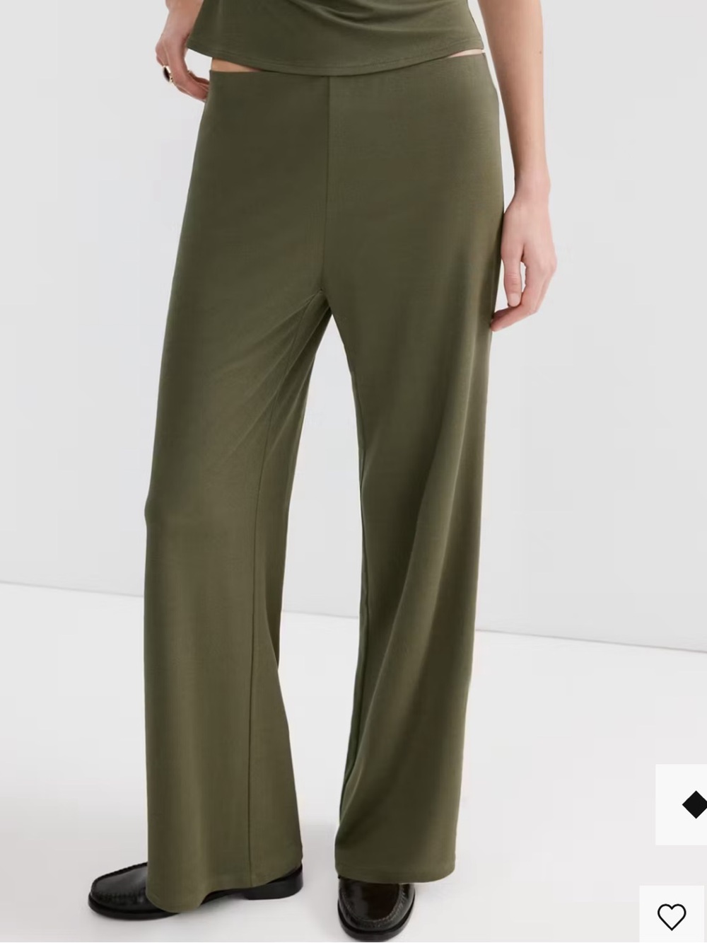 Mango Olive Wide-Leg Pull-On Pants STRAIGHT-FIT PANTS WITH ELASTIC WAIST 3318